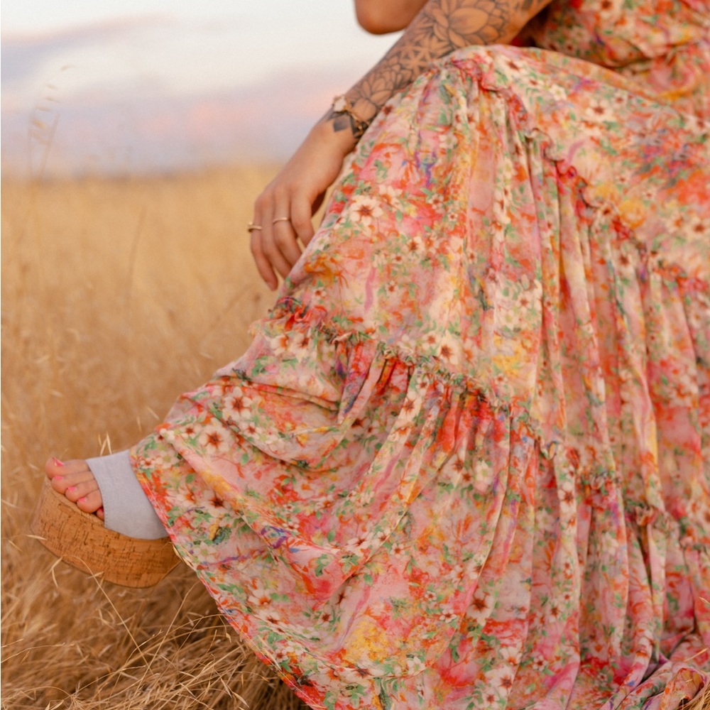 Floral Maxi Dress with Ruffle Details